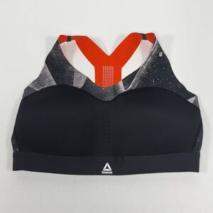 Reebok Running Printed High Impact Sports Bra Black Gray Orange Size M Medium/L